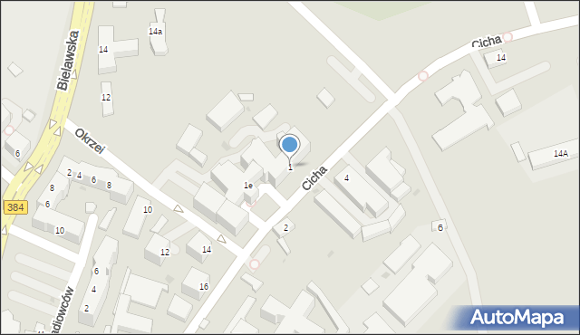 Dzierżoniów, Cicha, 1, mapa Dzierżoniów