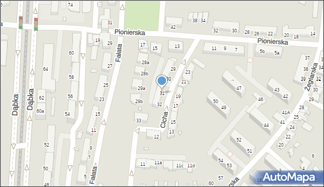 Elbląg, Cicha, 31, mapa Elbląga