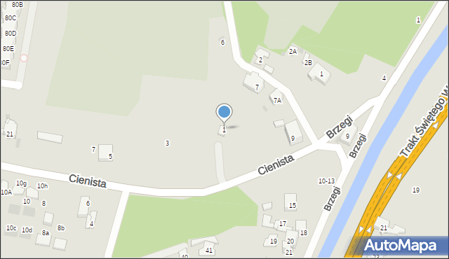 Gdańsk, Cienista, 1, mapa Gdańska