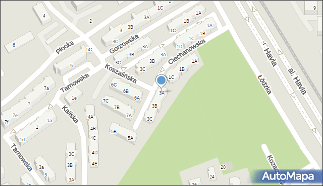 Gdańsk, Ciechanowska, 3A, mapa Gdańska