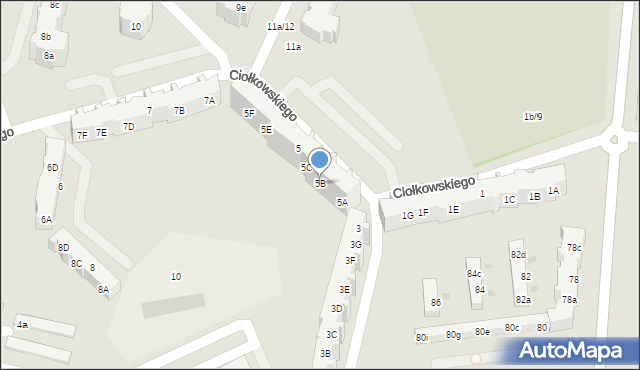 Gdańsk, Ciołkowskiego Konstantego, 5B, mapa Gdańska
