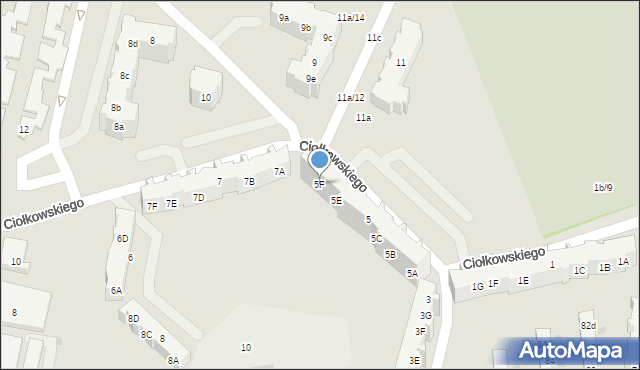 Gdańsk, Ciołkowskiego Konstantego, 5F, mapa Gdańska