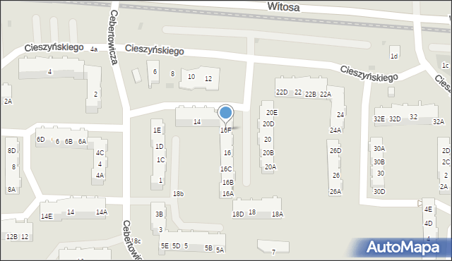 Gdańsk, Cieszyńskiego Władysława, 16F, mapa Gdańska