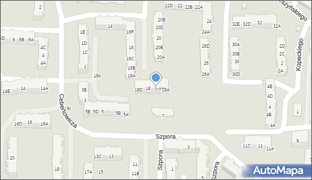 Gdańsk, Cieszyńskiego Władysława, 18B, mapa Gdańska