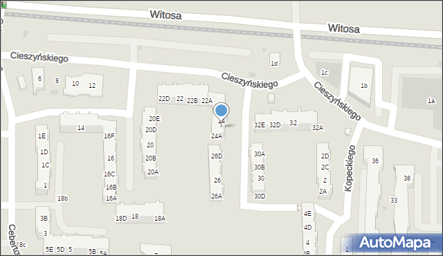Gdańsk, Cieszyńskiego Władysława, 24B, mapa Gdańska