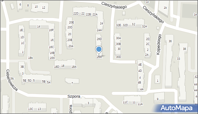 Gdańsk, Cieszyńskiego Władysława, 26A, mapa Gdańska