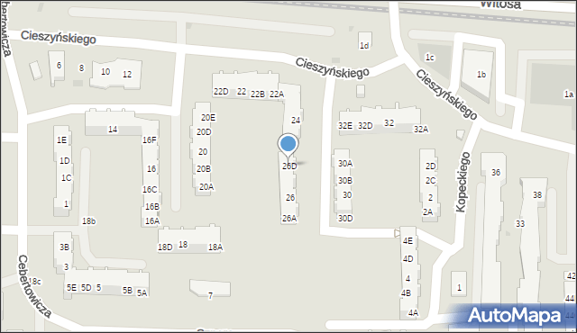 Gdańsk, Cieszyńskiego Władysława, 26D, mapa Gdańska