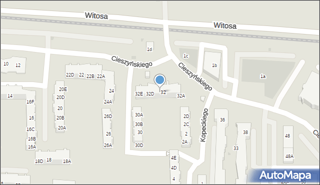 Gdańsk, Cieszyńskiego Władysława, 32C, mapa Gdańska