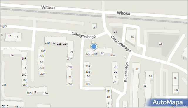 Gdańsk, Cieszyńskiego Władysława, 32D, mapa Gdańska