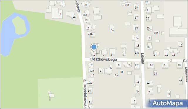 Gniezno, Cieszkowskiego Augusta, 1, mapa Gniezna