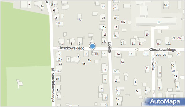 Gniezno, Cieszkowskiego Augusta, 10a, mapa Gniezna