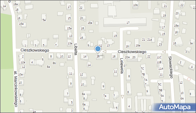 Gniezno, Cieszkowskiego Augusta, 16, mapa Gniezna