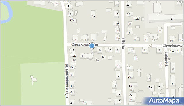 Gniezno, Cieszkowskiego Augusta, 6, mapa Gniezna