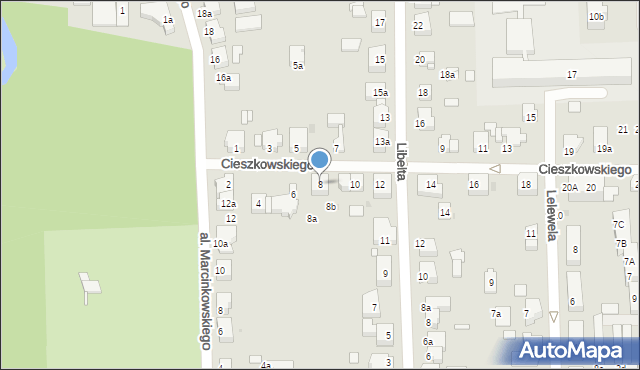 Gniezno, Cieszkowskiego Augusta, 8, mapa Gniezna