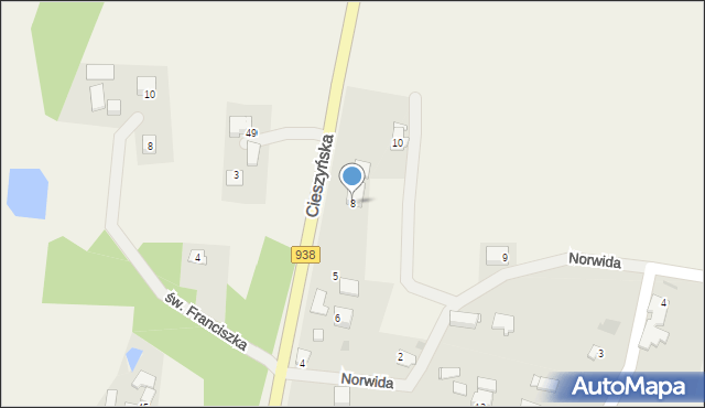 Golasowice, Cieszyńska, 8, mapa Golasowice