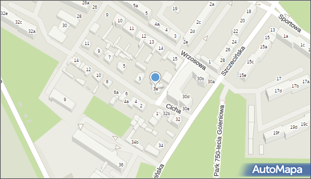 Goleniów, Cicha, 3a, mapa Goleniów
