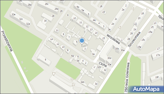 Goleniów, Cicha, 3b, mapa Goleniów
