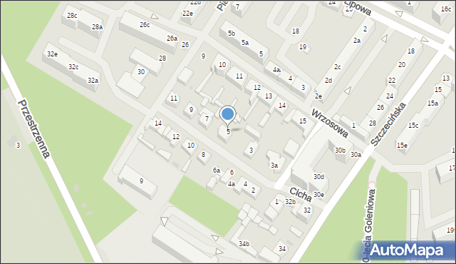 Goleniów, Cicha, 5, mapa Goleniów