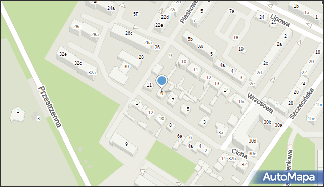 Goleniów, Cicha, 9, mapa Goleniów