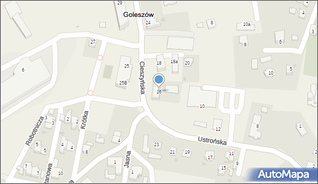 Goleszów, Cieszyńska, 16, mapa Goleszów