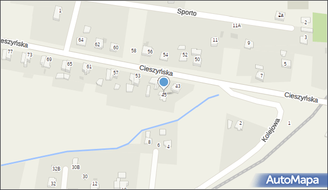Goleszów, Cieszyńska, 45, mapa Goleszów