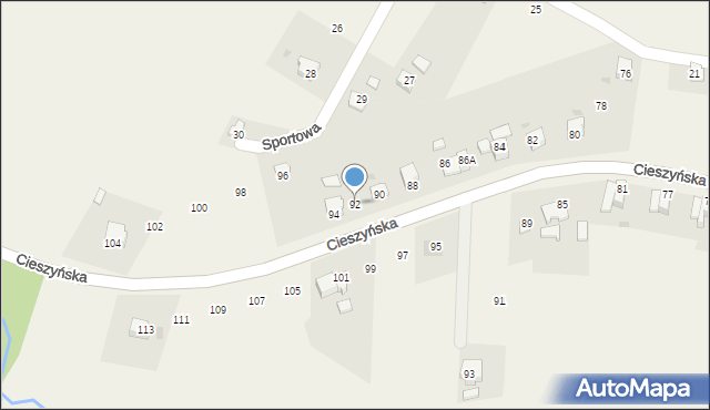 Goleszów, Cieszyńska, 92, mapa Goleszów