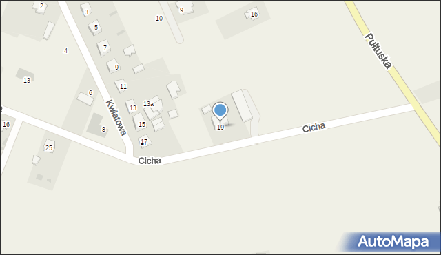 Gołymin-Ośrodek, Cicha, 19, mapa Gołymin-Ośrodek