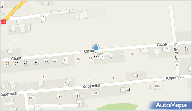 Gorzyce, Cicha, 11A, mapa Gorzyce