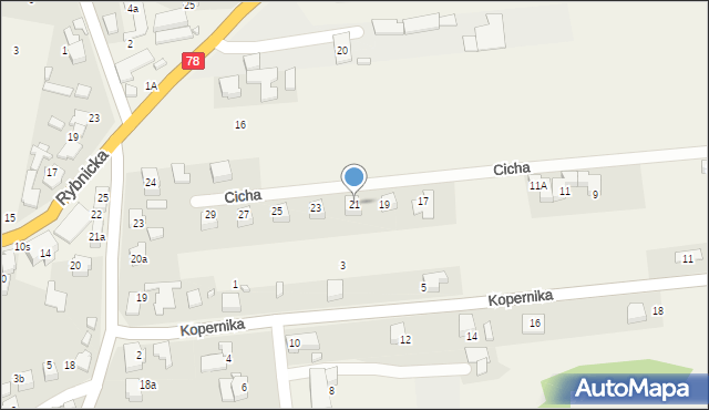 Gorzyce, Cicha, 21, mapa Gorzyce