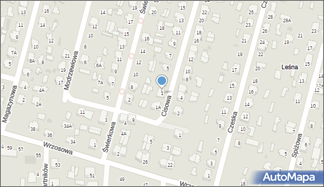 Hajnówka, Cisowa, 1, mapa Hajnówka