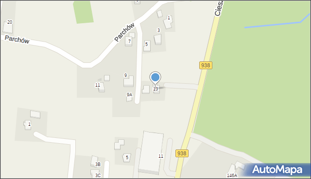 Hażlach, Cieszyńska, 13, mapa Hażlach