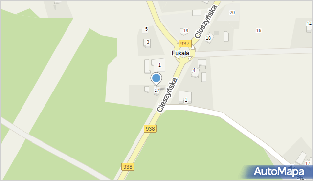 Hażlach, Cieszyńska, 17, mapa Hażlach