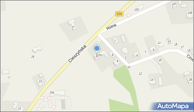 Hażlach, Cieszyńska, 22, mapa Hażlach