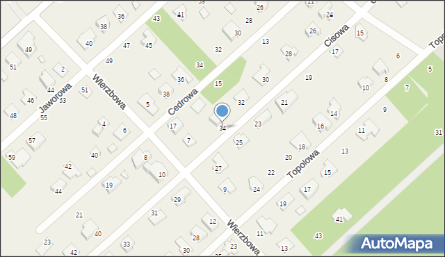 Hipolitów, Cisowa, 34, mapa Hipolitów
