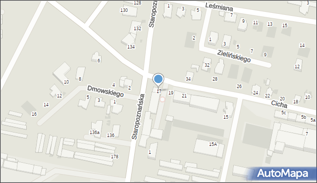 Inowrocław, Cicha, 17, mapa Inowrocławia