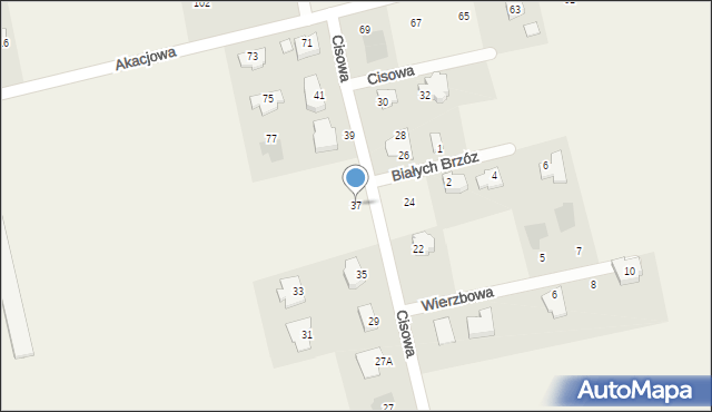 Jakubowice Konińskie, Cisowa, 37, mapa Jakubowice Konińskie