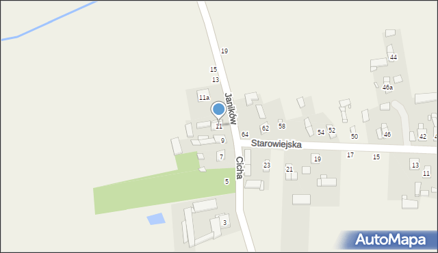 Janików, Cicha, 11, mapa Janików
