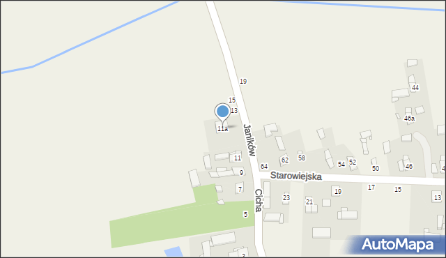 Janików, Cicha, 11a, mapa Janików