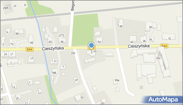 Jasienica, Cieszyńska, 1, mapa Jasienica