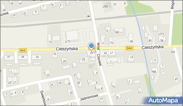 Jasienica, Cieszyńska, 23, mapa Jasienica