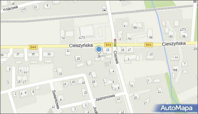 Jasienica, Cieszyńska, 25, mapa Jasienica