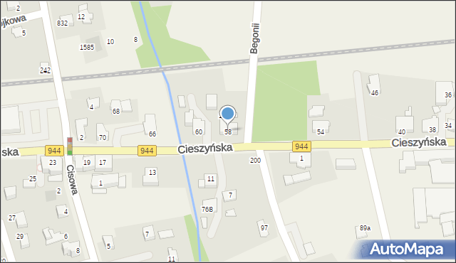 Jasienica, Cieszyńska, 58, mapa Jasienica