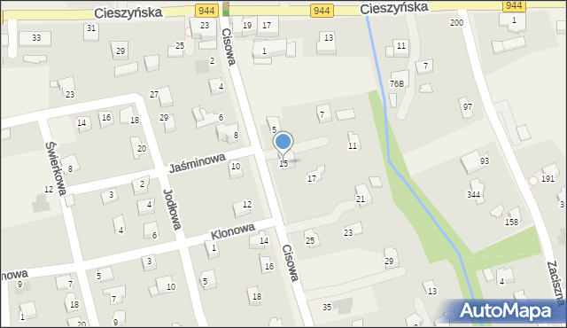 Jasienica, Cisowa, 15, mapa Jasienica
