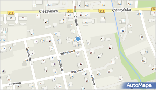 Jasienica, Cisowa, 8, mapa Jasienica