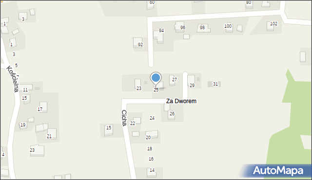 Jaśkowice, Cicha, 25, mapa Jaśkowice