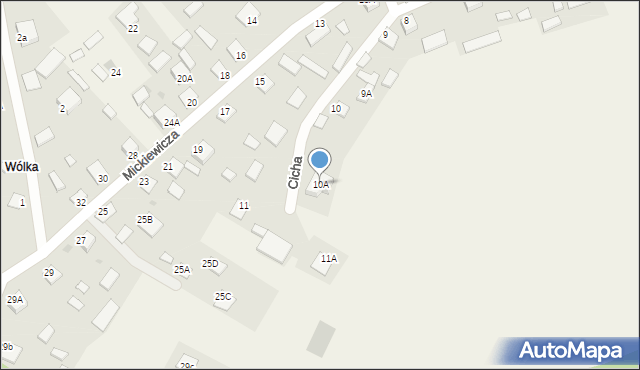 Jastkowice, Cicha, 10A, mapa Jastkowice