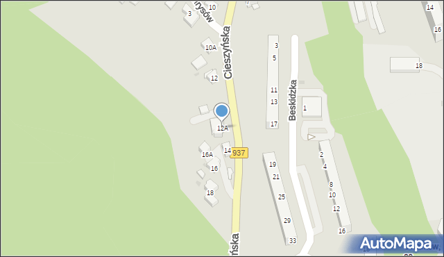 Jastrzębie-Zdrój, Cieszyńska, 12A, mapa Jastrzębie-Zdrój