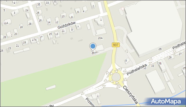 Jastrzębie-Zdrój, Cieszyńska, 20, mapa Jastrzębie-Zdrój