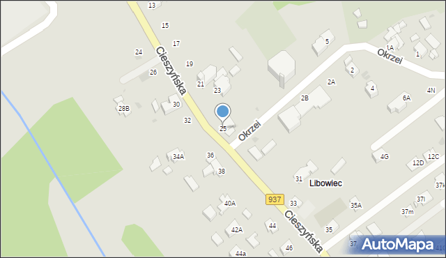 Jastrzębie-Zdrój, Cieszyńska, 25, mapa Jastrzębie-Zdrój