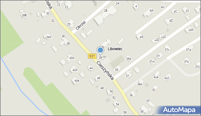 Jastrzębie-Zdrój, Cieszyńska, 33, mapa Jastrzębie-Zdrój